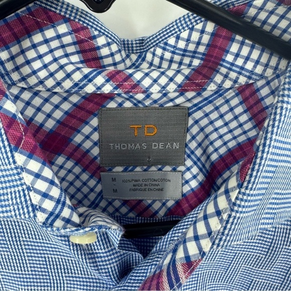 Thomas Dean Blue and Pink Casual Button Down Shirt - Picture 4 of 7